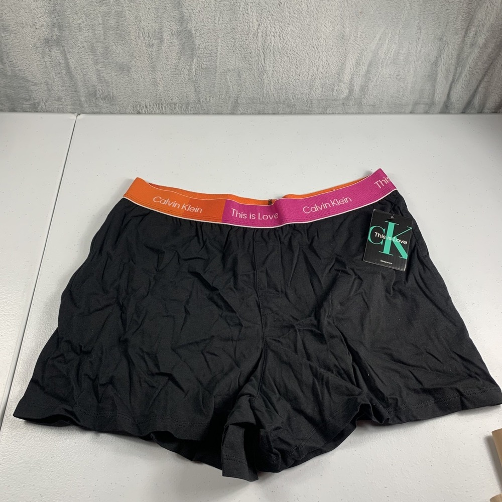 Calvin Klein Women's This Is Love Sleep Shorts Medium Black Soft Pjs Lounge NWT
